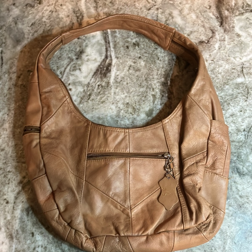 Genuine Leather Hobo Caramel - Picture 4 of 10